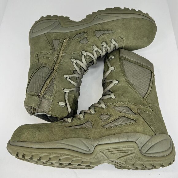 Reebok Mens RB8990 Sage Green Rapid Response With Zipper Size 14M Tactical Boots